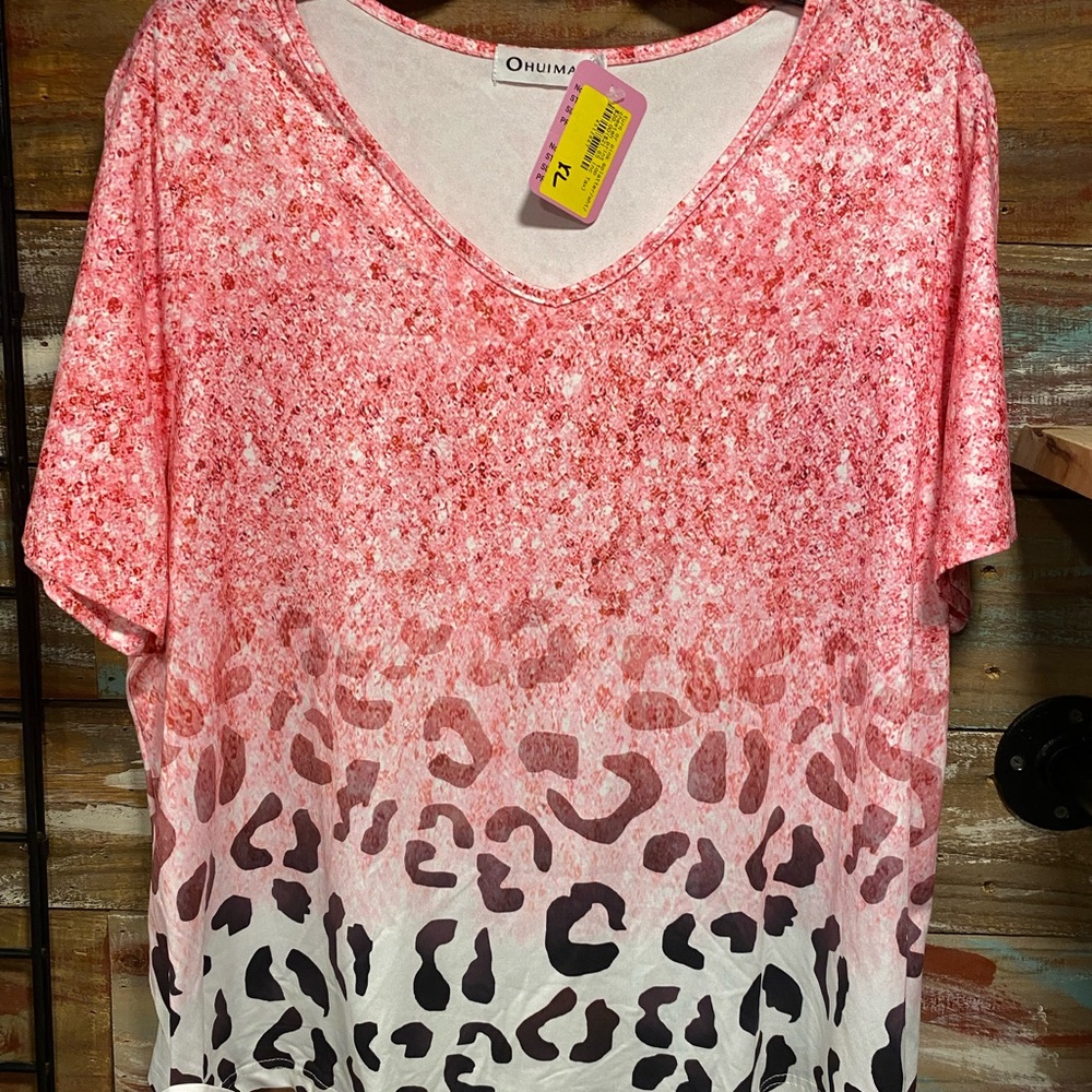 Pink Leopard Print Women's Top